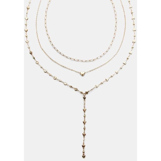Stradivarius Set van 3 lariat kettingen met hart  Goud OS