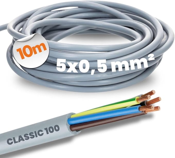 5-aderige Kleurgecodeerde PVC Besturingskabel 10 Meter 5G0,5 mm² - Flexibel en Duurzaam