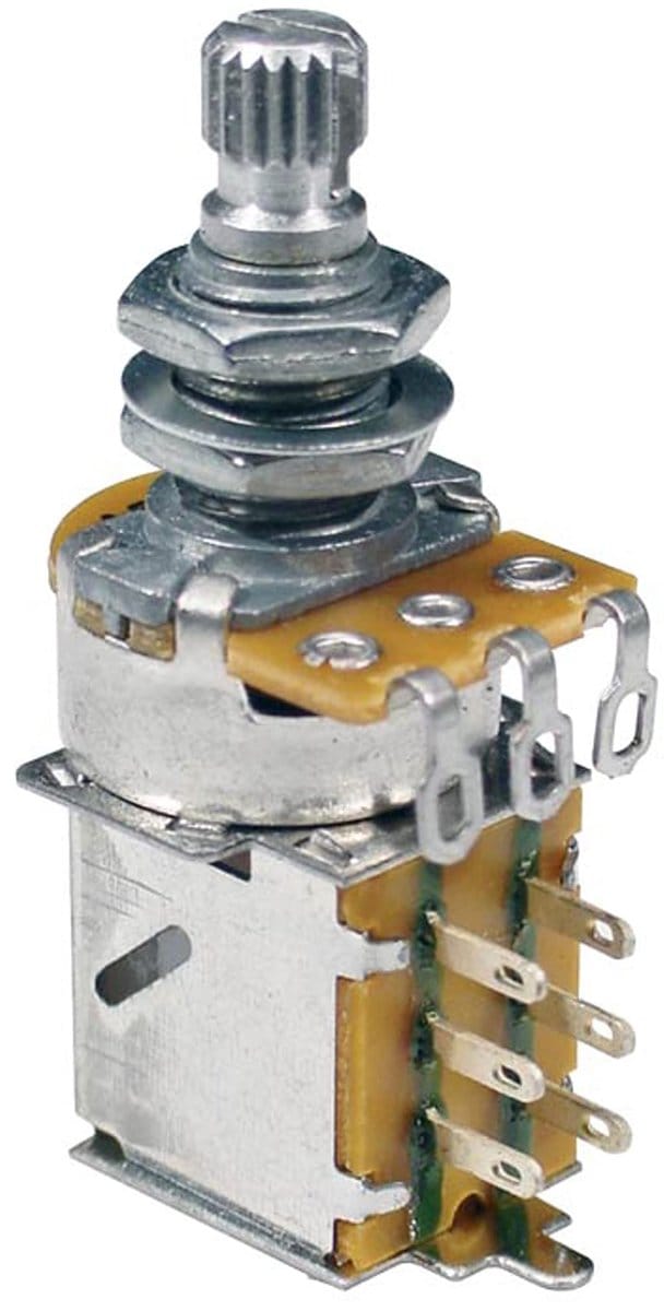 Allparts Push/Pull Pot 250K linear Standard Knurled Shaft - Potentiometer voor gitaar