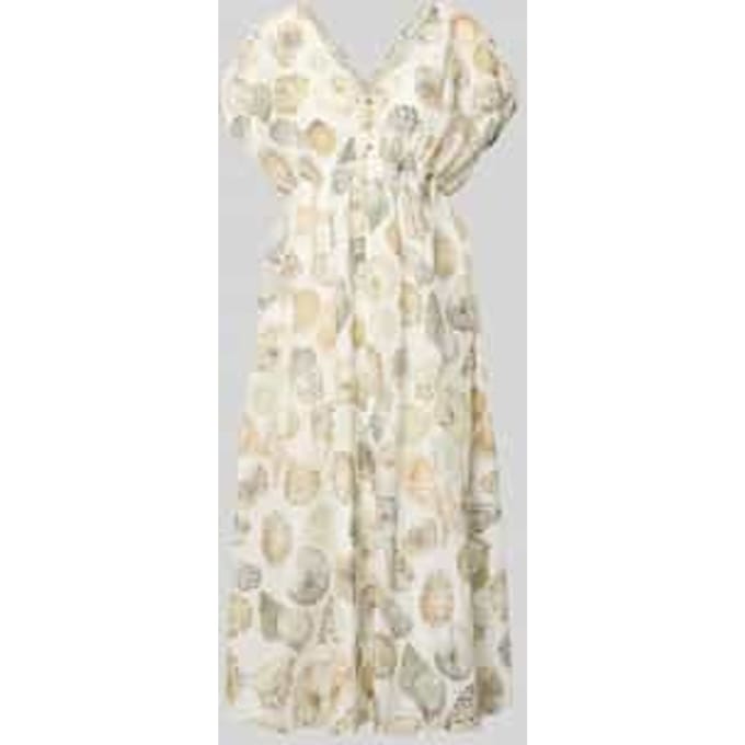 midi-jurk met zijde en knoopsluiting met korte knoopsluiting