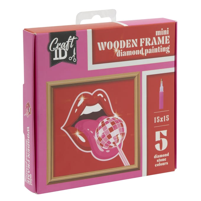 Mini houten frame diamond painting 15x15x2 cm