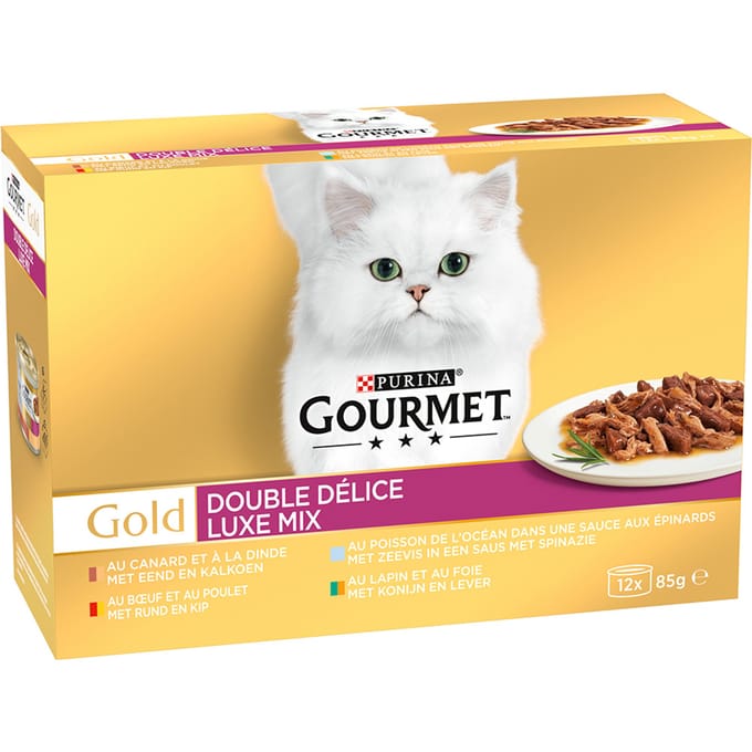 24x85g Due Delice Luxe Mix Gourmet Gold Kattenvoer