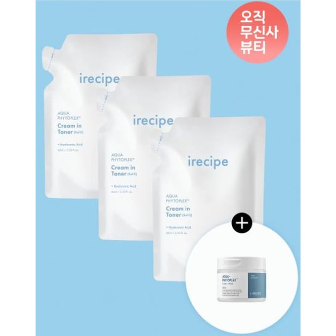 Irecipe Aqua PhytopleX Crème In Toner Mist Navulling 60ml X 3 FREE white