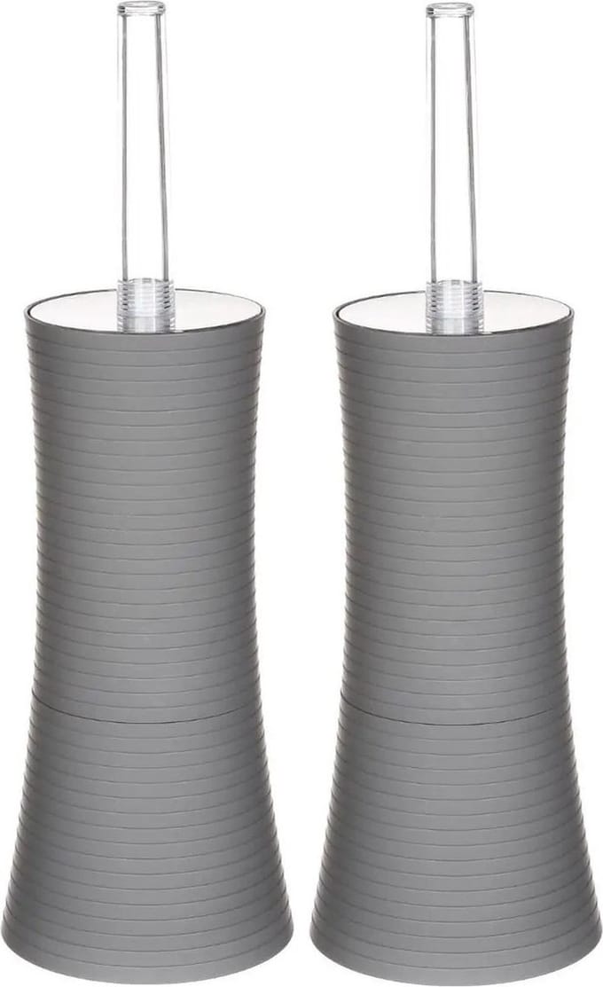 5Five - WC-/toiletborstels met houder grijs kunststof 38 cm - Set 2x