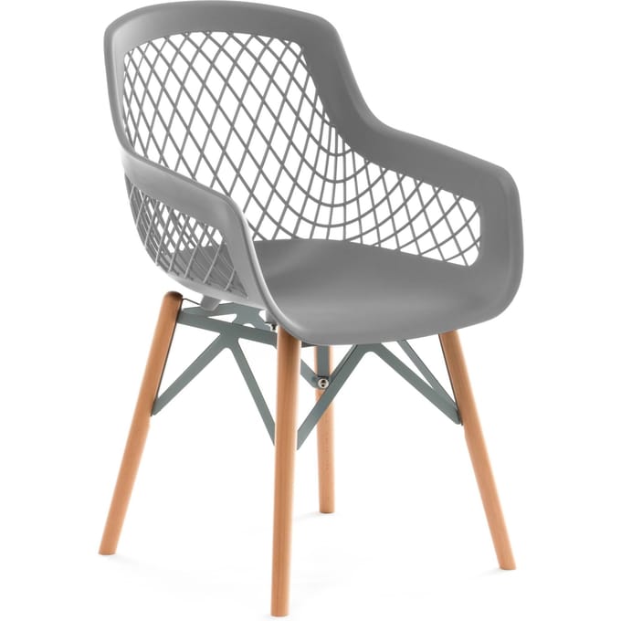 Padiro eetkamerstoelen set van 2 - grijs - polypropyleen - houten poten