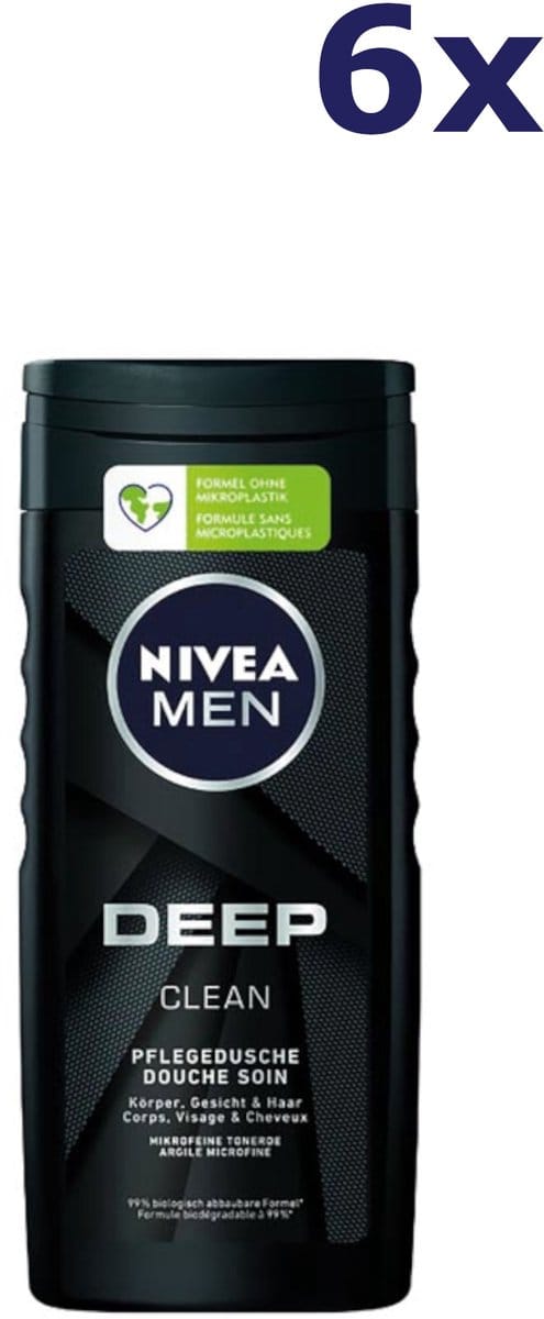 6x Nivea Shower Men 250ml Deep Clean