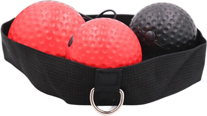 Reflexbal Boksen - Reactiebal Hoofdband - Hand Oog Coördinatie - Verstelbare Hoofdband - 6.4 cm Bal - Zwart Rood