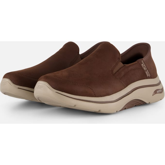 Skechers Go Walk Arch Fit 2.0 Quest Textiel Heren Bruine Sneakers