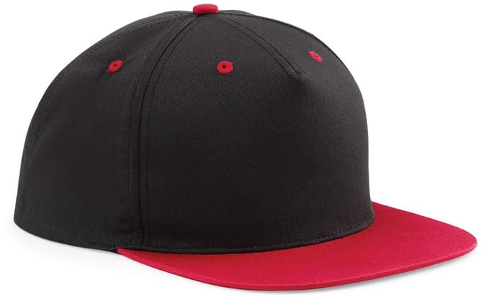 Beechfield Unisex 5 Paneel Contrast Snapback Cap (Zwart/ Klassiek Rood)