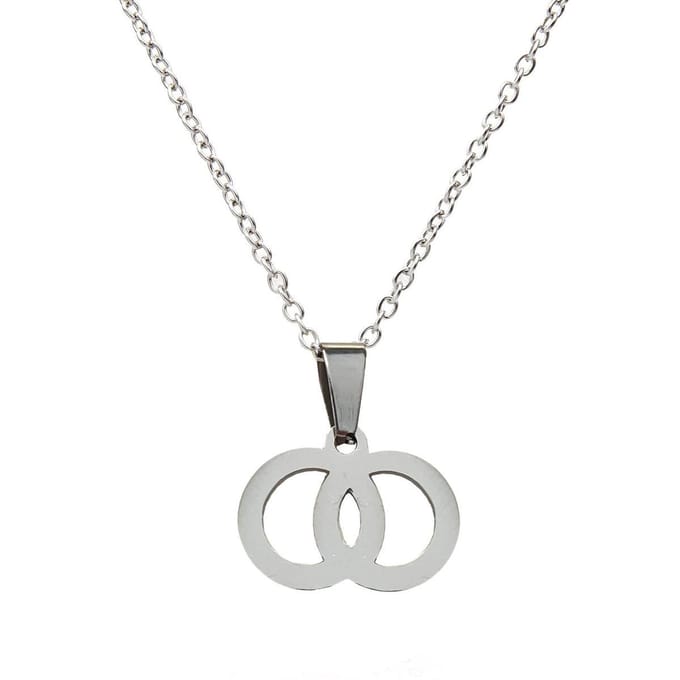 Fako Bijoux® - Ketting - Stainless Steel - Cirkel Duo - Zilverkleurig