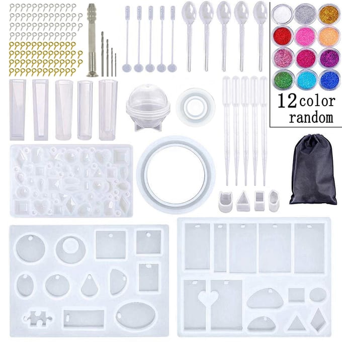 Kristal Epoxy Vorm Set Armband Hanger Sieraden Tool Combinatie met Handboor 12 Kleuren zwart