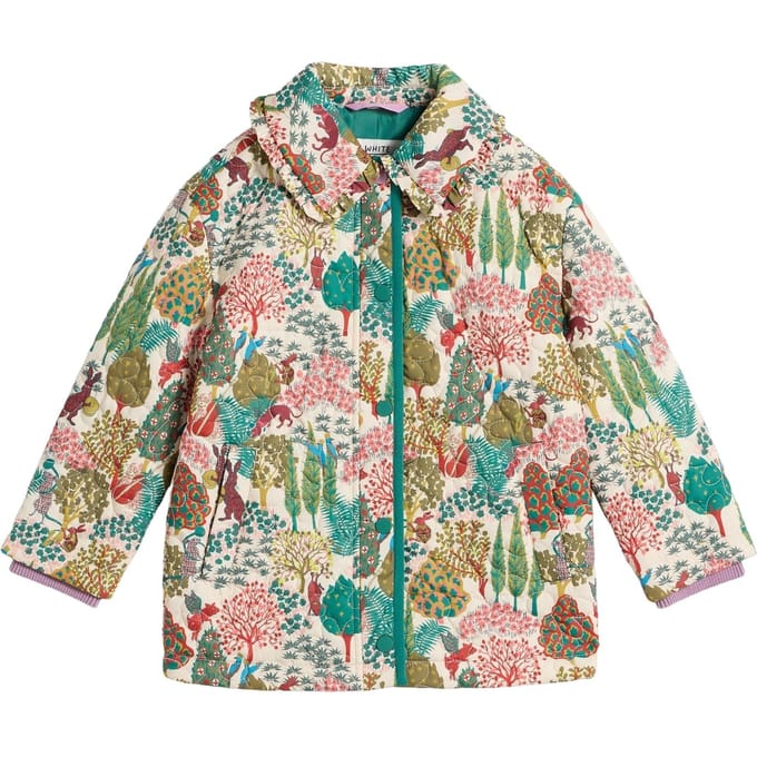 White Stuff Woodland Print Quilted Coat Natural Multi Taglia: 7-8 | Giacche Outlet | kids