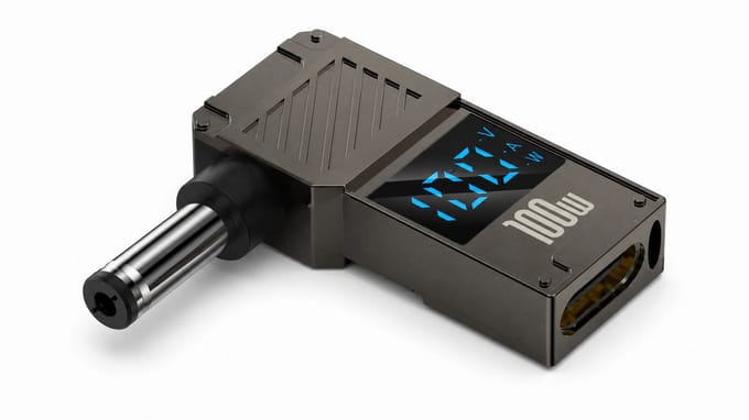 DrPhone PowerTip USB-C naar 5.5x2.1mm DC Adapter - Laptop Oplader Verloopstuk 100W PD Display