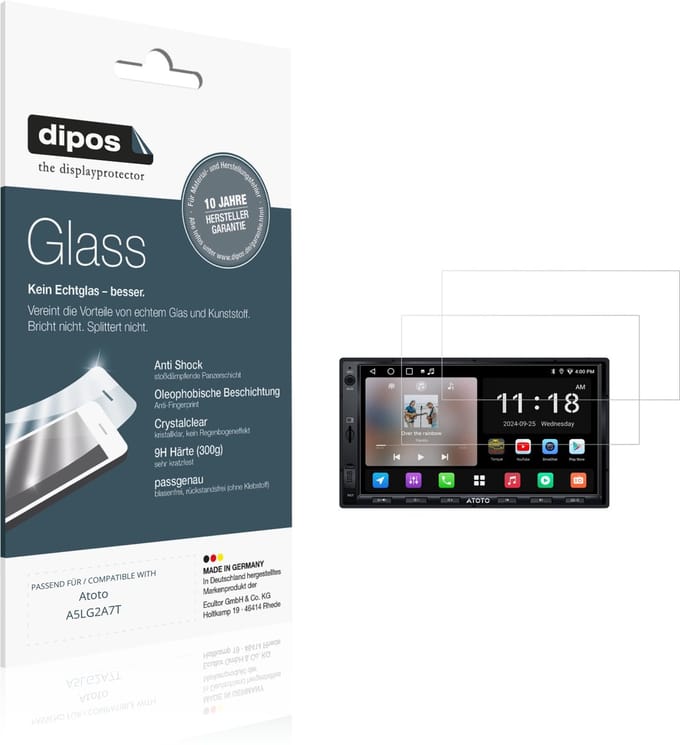 dipos – 2x Pantserfolie geschikt voor Atoto A5LG2A7T | 9H Screenprotector