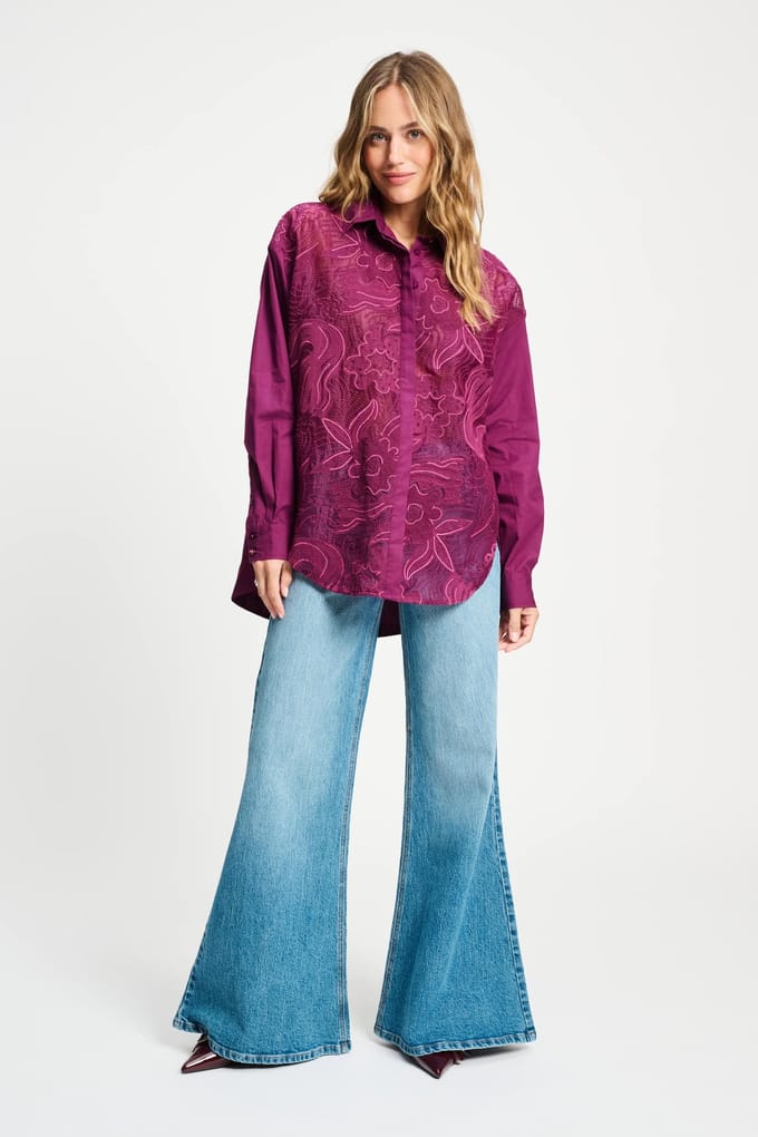 POM Amsterdam Blouse - Dashing Plum Größe: 36 | Longsleeves Outlet | Damen | Magenta