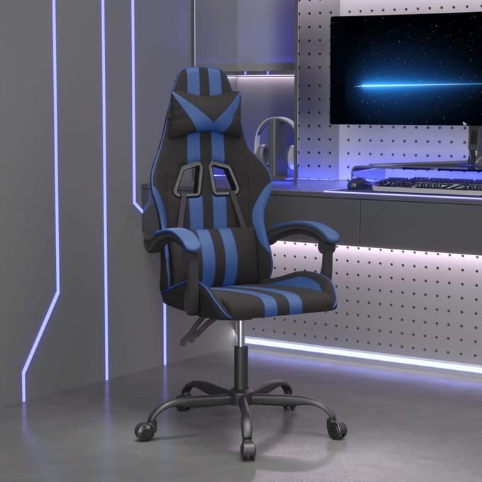 vidaXL - Gamestoel - draaibaar - kunstleer - zwart - en - blauw