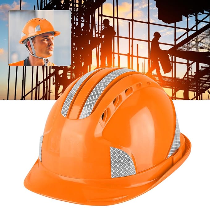 Bouwplaats Beschermende Kap Ventilerend ABS Veiligheidshelm Reflecterende Strip(Oranje) oranje