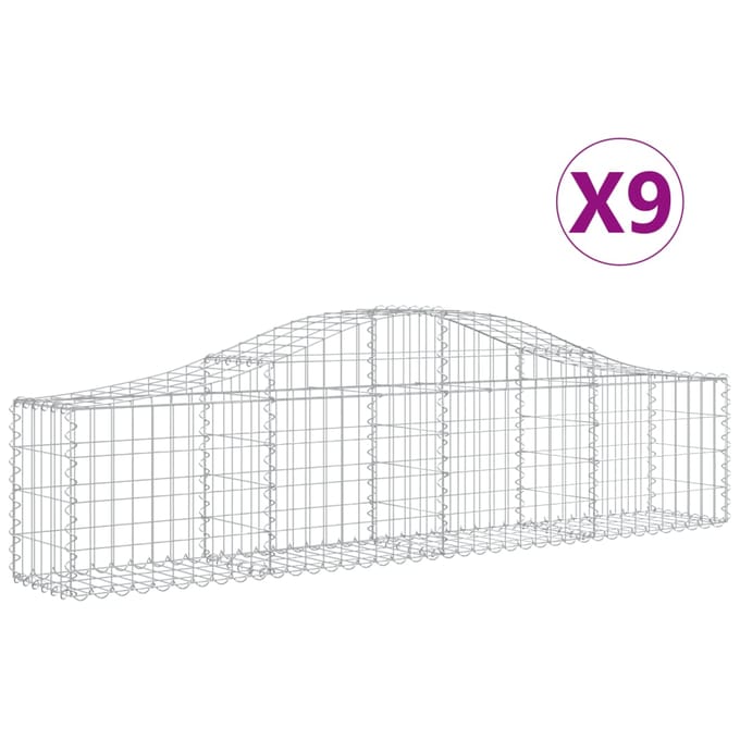 vidaXL - Schanskorven - 9 - st - gewelfd - 200x30x40/60 - cm - gegalvaniseerd - ijzer