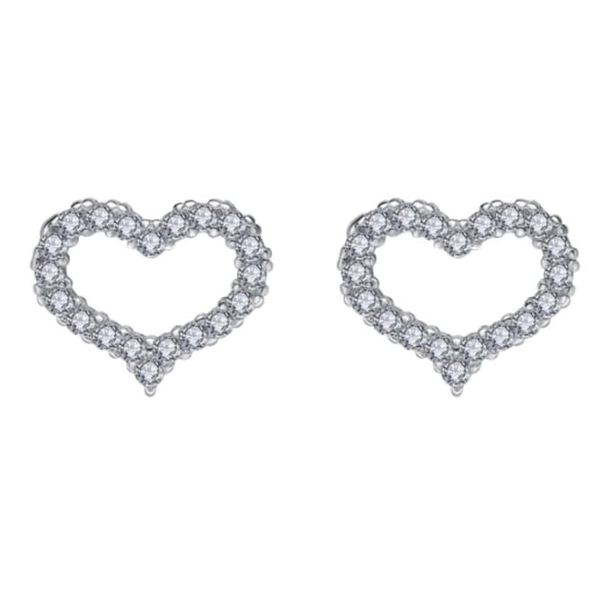 Fako Bijoux® - Oorbellen - Hart - Kristal - Zilverkleurig