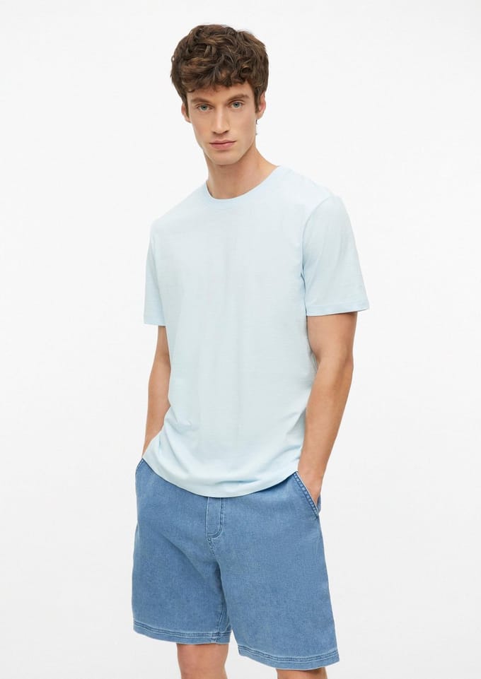s.Oliver - male - T-shirt in vlamgarenstructuur met logodetail