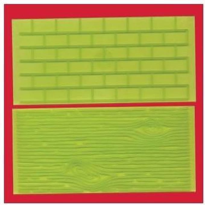 Set van 2 stempelmatjes / impression mats - hout / boomnerf en stenen muur - FMM