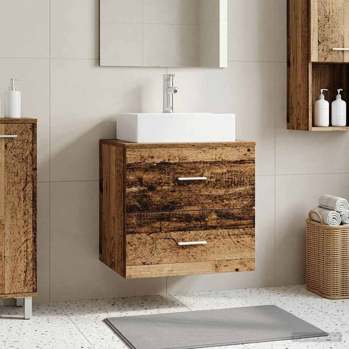vidaXL - Wandgemonteerde - wastafel - van - een - meubel - Oud - hout