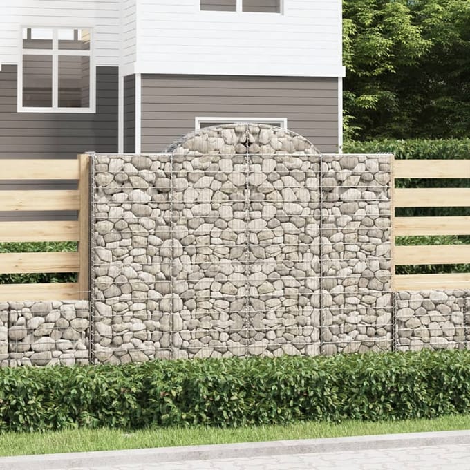 vidaXL - Schanskorven - 14 - st - gewelfd - 200x50x160/180 - cm - ijzer