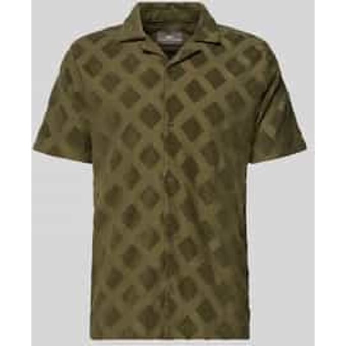 Fynch-Hatton Overhemd Resort Shirt Polo Terry Jacquard Donker Khaki / male