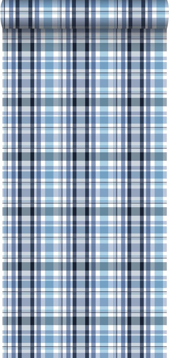 ESTAhome behang ruiten blauw - 53 cm x 10.05 m - 138820