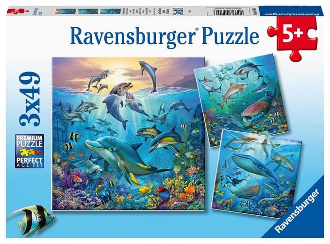 Ravensburger puzzel Dieren in de Oceaan - 3x49 stukjes - kinderpuzzel