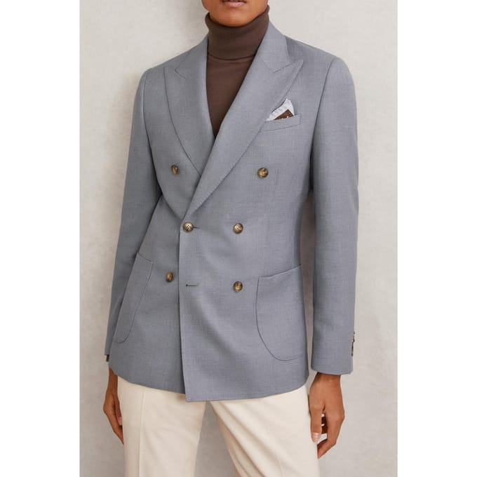 Reiss Db Peak Textured Blazer Airforce Blue Größe: 40 | Blazer Outlet | Herren | Blau
