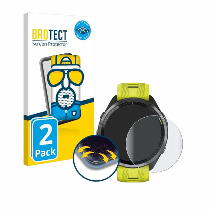 BROTECT - Screenprotector voor Garmin Forerunner 965 / 970 - Folie Beschermfolie matte volledig dekking 2 Stuks