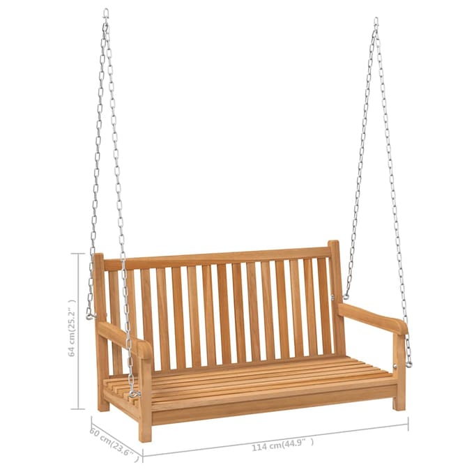 vidaXL - Schommelbank - 114x60x64 - cm - massief - teakhout