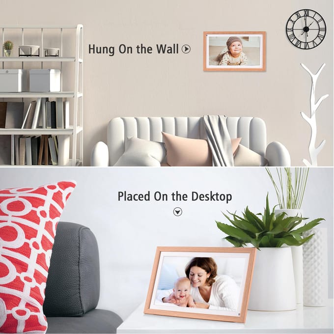 15.6 Inch Groot WiFi Digitale Fotolijst Cloud Digitale Fotolijst Wandmontage 1920*1080 IPS EU Plug beige