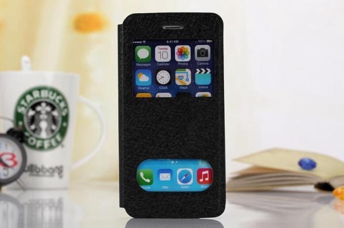 View Cover Zijde Patroon voor iPhone 6 Plus?Zwart