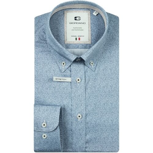 Giordano Overhemd Loretto Satin Stretch Micro Herringbone Dark Denim / male