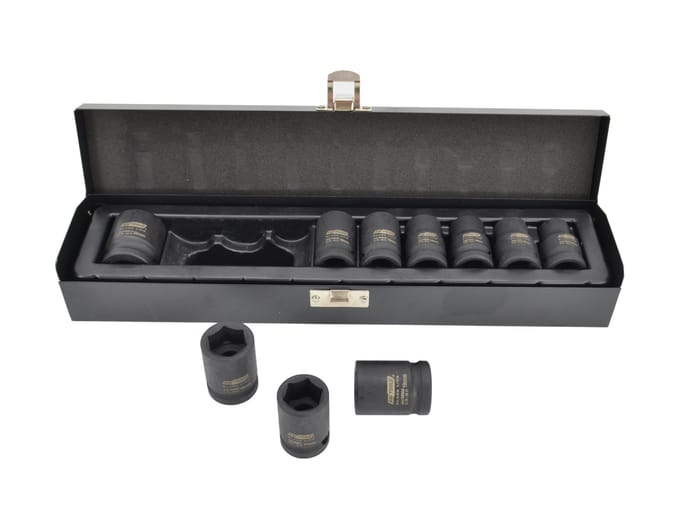 AWTools - Set van Slagmoersleutels 1/2" - 10 Delig - Chroom-Molybdeen - Ergonomische Koffer