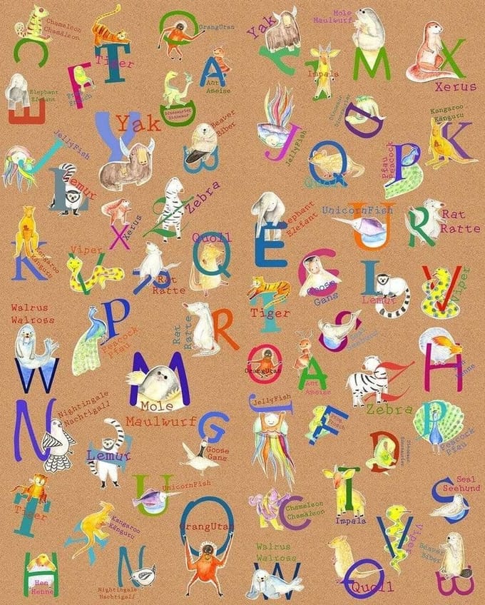 Fotobehang Animals A-z - Meerkleurig - 2,50m X 200cm