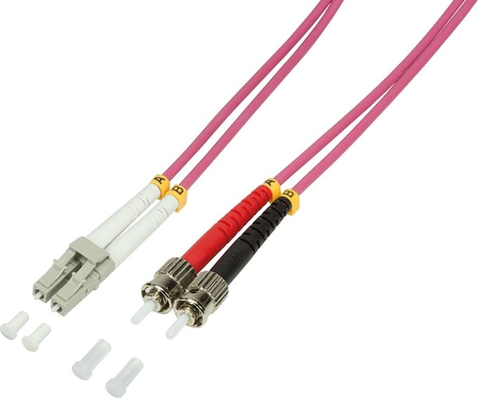 LogiLink LC/ST, 5 m Glasvezel kabel OM4 Roze