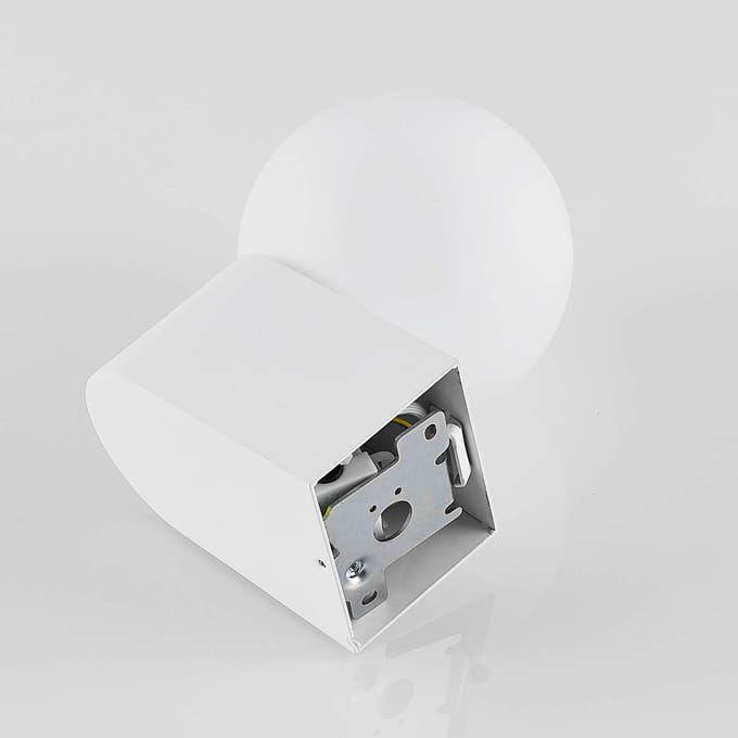Molto Luce Lanu Ronde buitenwandlamp, wit, aluminium/glas