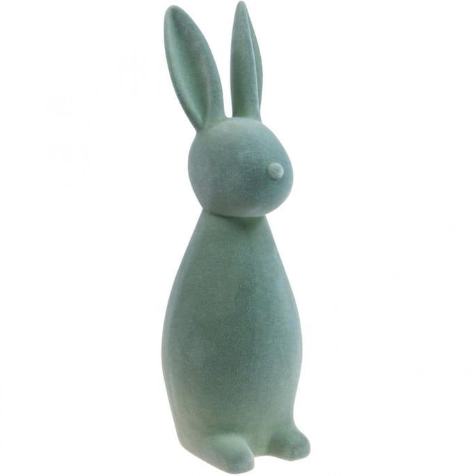 Decoratief paashaasje, fluweelachtig grijsgroen, H47cm
