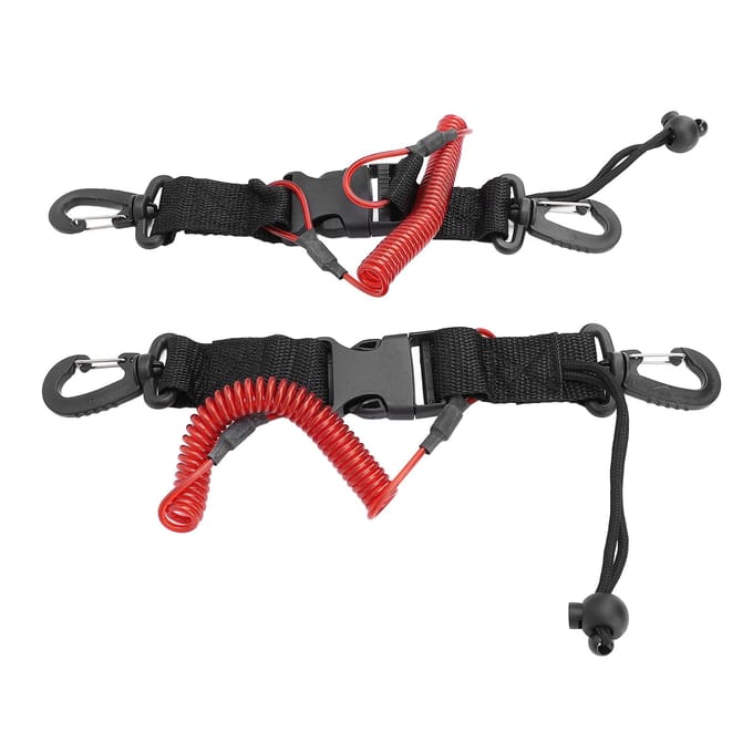 2 stuks Duiken Lanyard RVS Veer Opgerold met Snelgesp voor Camera Licht black