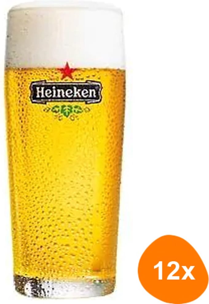 Heineken - Bierglas Fluit 200 ml - 12 stuks