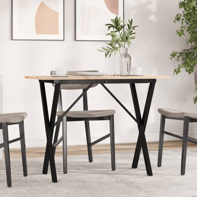 vidaXL - Eettafel - X-frame - 100x50x75 - cm - massief - grenenhout - en - staal