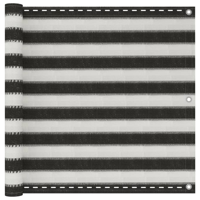 vidaXL - Balkonscherm - 90x500 - cm - HDPE - antracietkleurig - en - wit