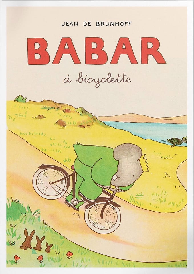 Babar A Bicyclette (Babar de Olifant) | Poster | B2: 50 x 70 cm