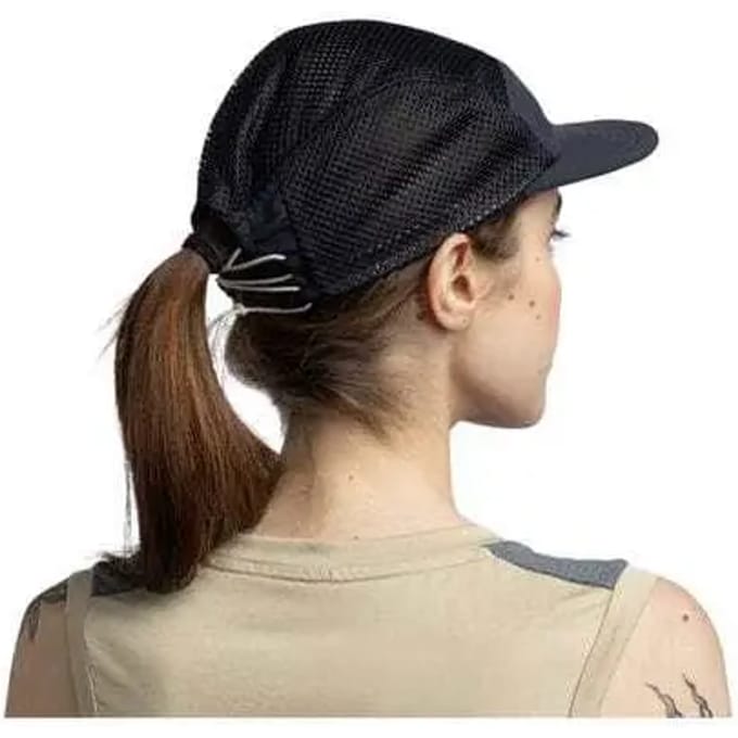 BUFF | 5 Panel Air Cap | Ademende Hardlooppet | Saret Black | -