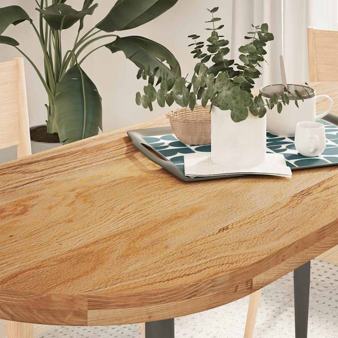 vidaXL Tafelblad 140x60x4 cm ovaal massief eikenhout lichtbruin