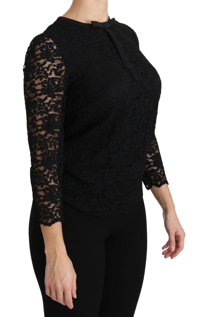 Kant Strik Top met 3/4 Mouwen Stijl