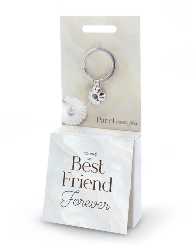 Sleutelhanger met parel | Wensparel | Thema: BFF | Merk: Miko | Kleur: Zilver